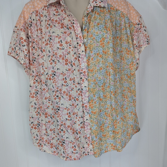 AE American Eagle Floral Patchwork Camp Shirt S & M - Picture 6 of 15